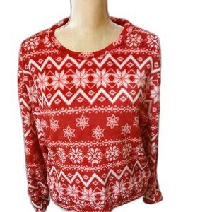 Cozie by Pink Rose red fleece snow flakes pajama top size L